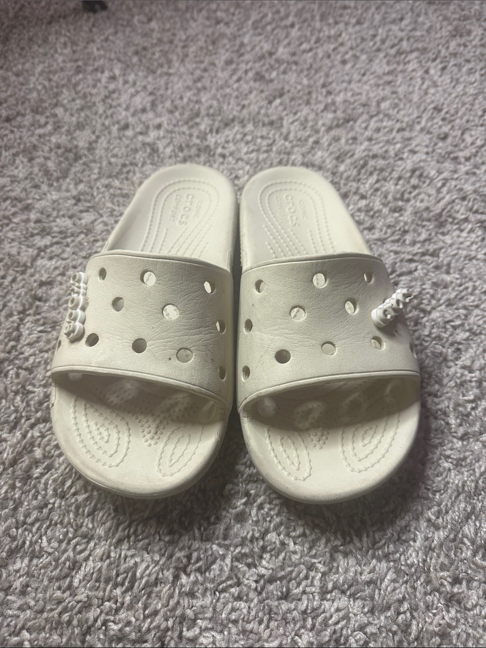 CROCS Kids White Slide Sandals with Vent Holes
